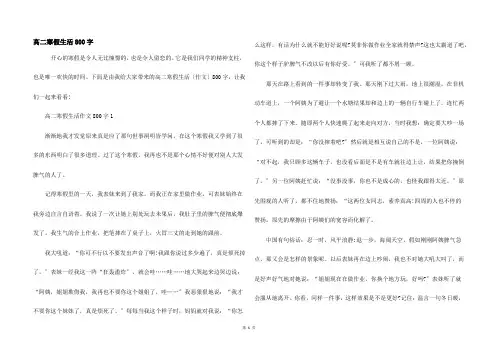 高二寒假生活800字