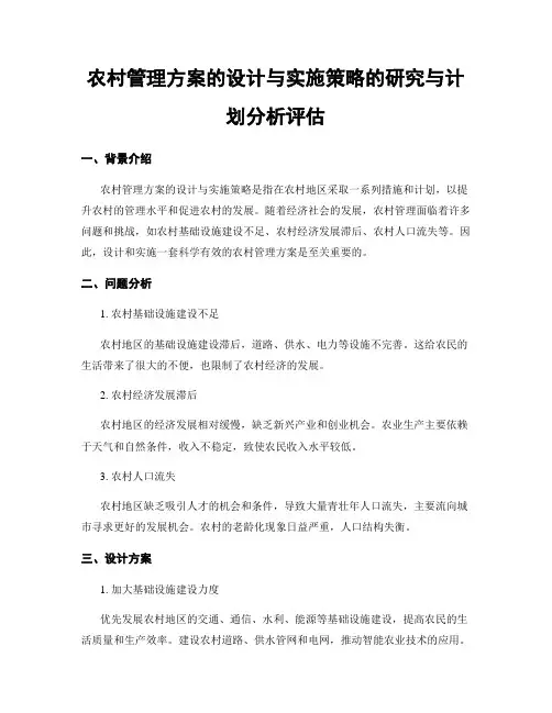 农村管理方案的设计与实施策略的研究与计划分析评估