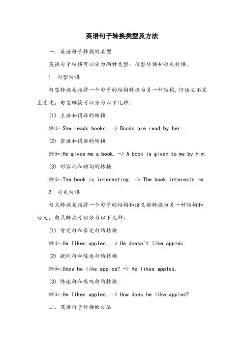 英语句子转换类型及方法