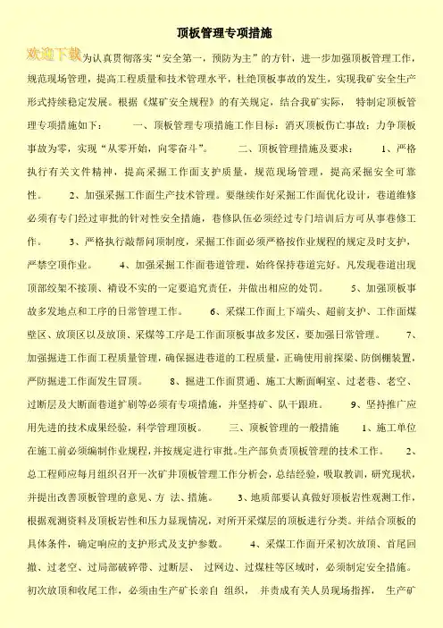 顶板管理专项措施