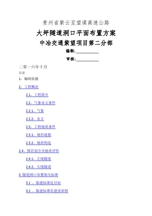大坪隧道洞口平面布置方案