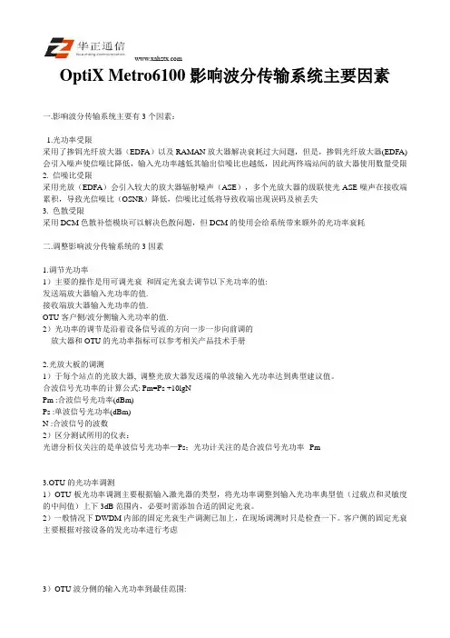 OptiX Metro6100影响波分传输系统的主要因素