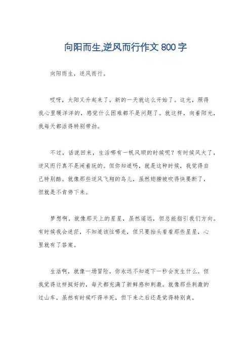 向阳而生,逆风而行作文800字