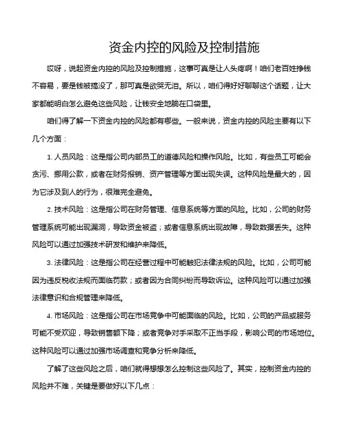 资金内控的风险及控制措施