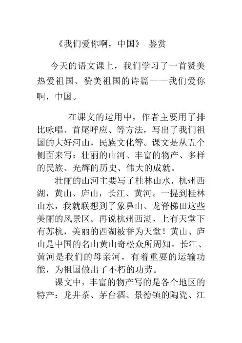 《我们爱你啊!中国》鉴赏——孙雪涵