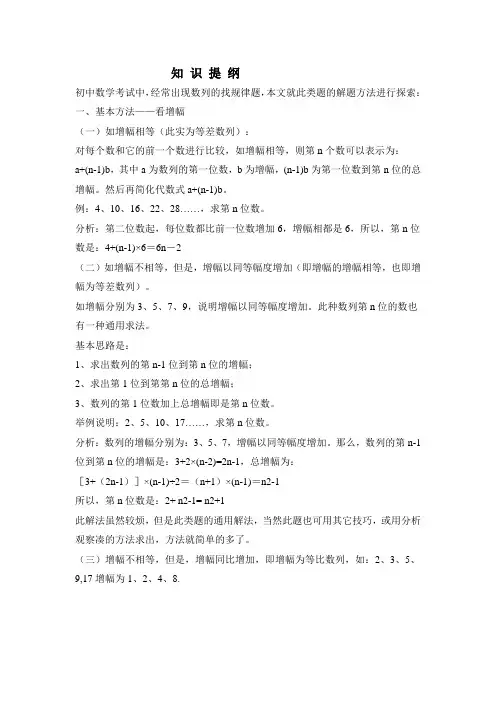 找规律知识总结 (初中)