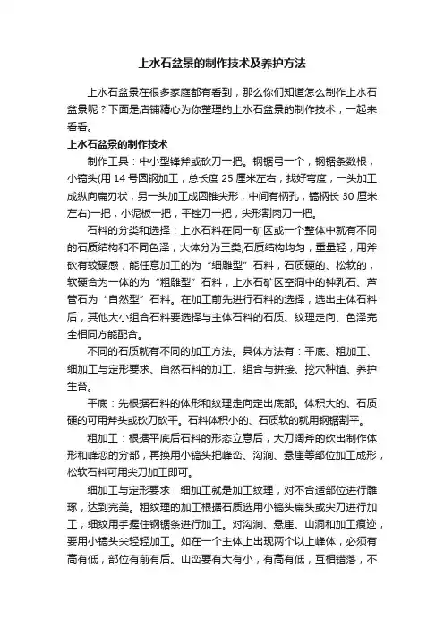 上水石盆景的制作技术及养护方法