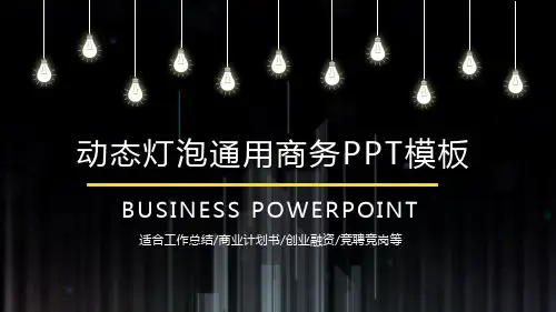 黑色动态创意灯泡PPT模板