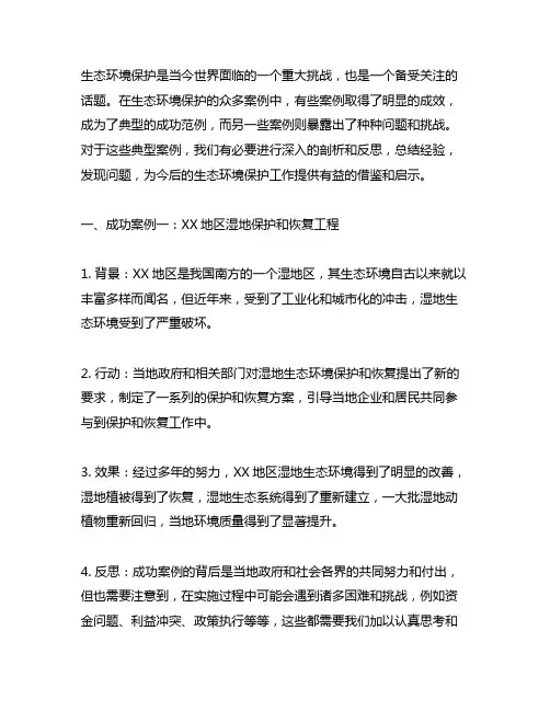 生态环境保护主题教育典型案例剖析反思方面