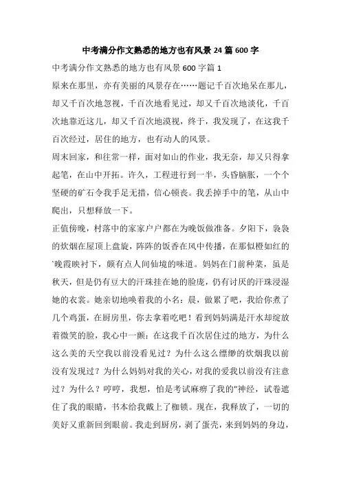 中考满分作文熟悉的地方也有风景24篇600字
