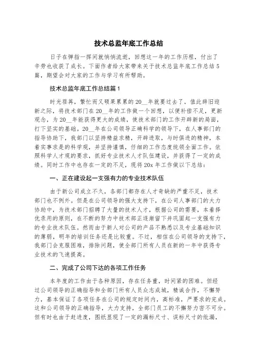 技术总监年底工作总结