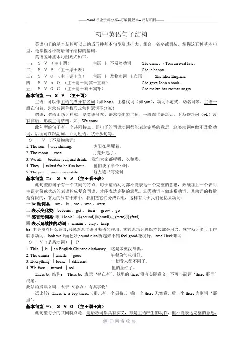 初中英语句子结构详解