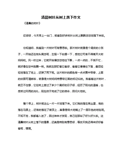 清晨树叶从树上落下作文
