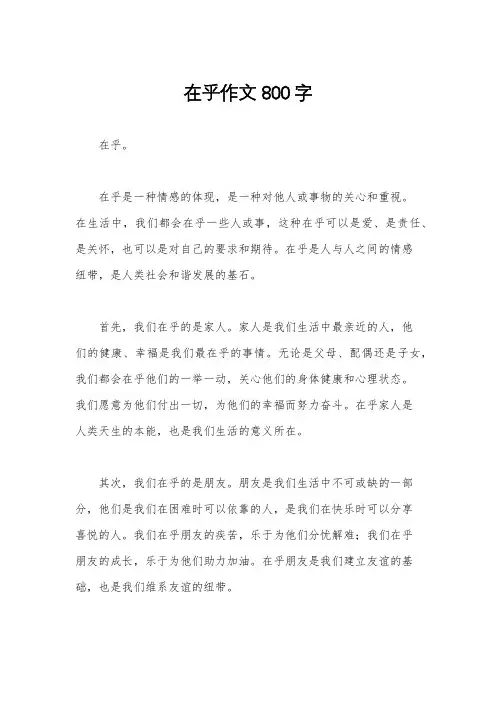 在乎作文800字