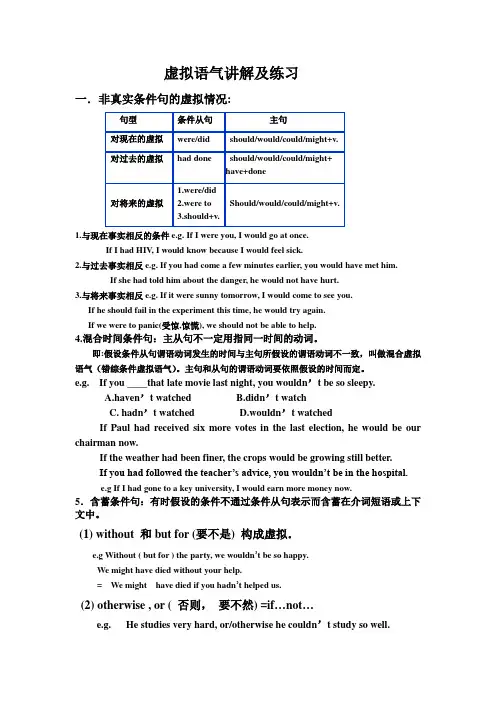 人教版高中虚拟语气讲解及试题(附有答案)