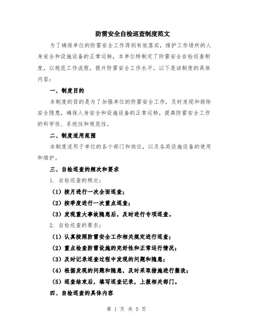 防雷安全自检巡查制度范文（二篇）