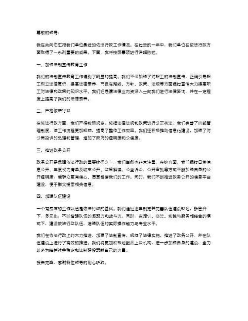 依法行政述职报告