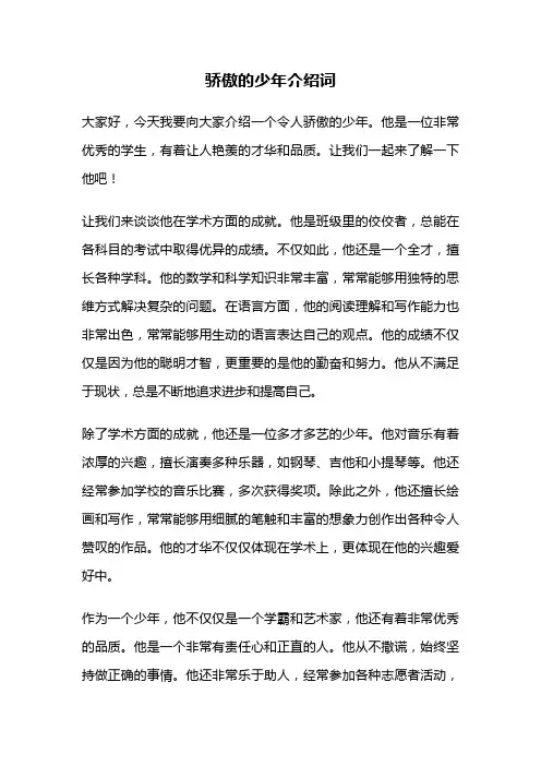 骄傲的少年介绍词