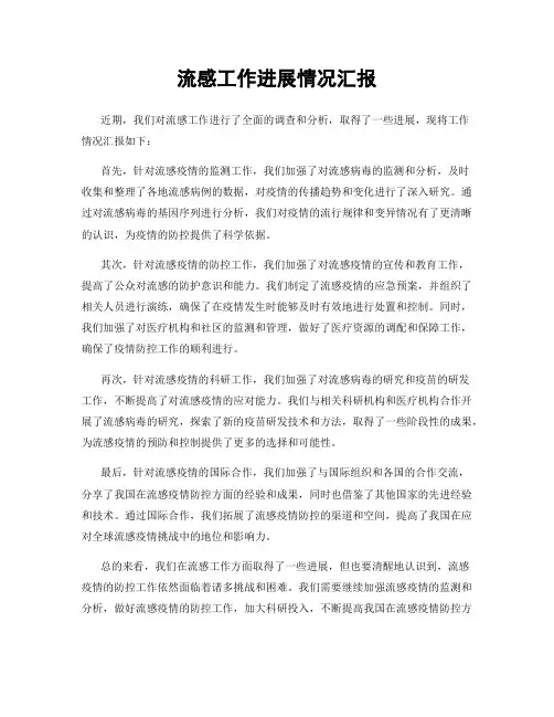 流感工作进展情况汇报
