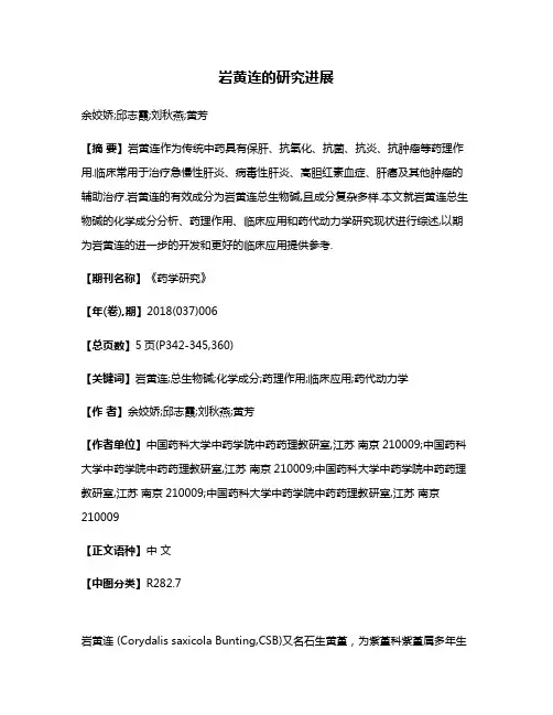 岩黄连的研究进展