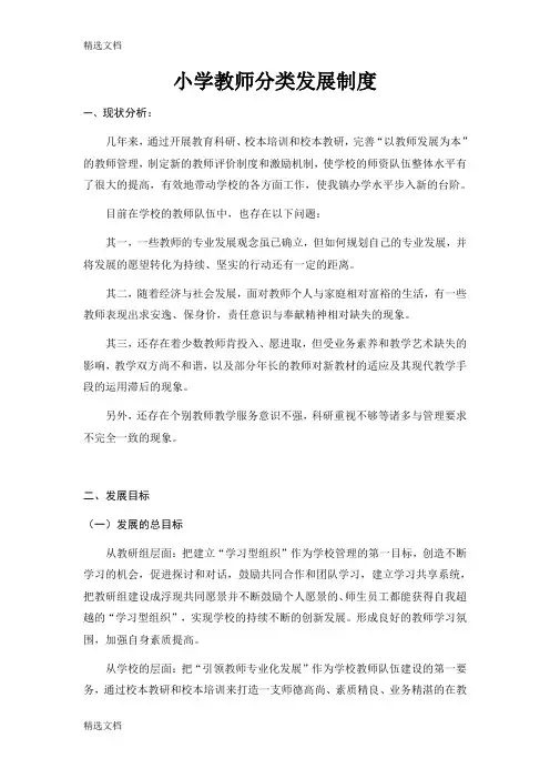 2020年小学教师分类发展制度精编版