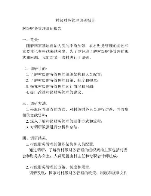 村级财务管理调研报告