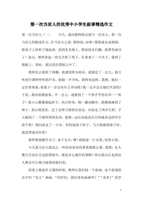 第一次当盲人的优秀中小学生叙事精选作文
