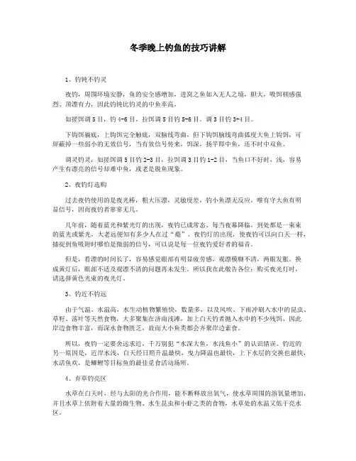 冬季晚上钓鱼的技巧讲解