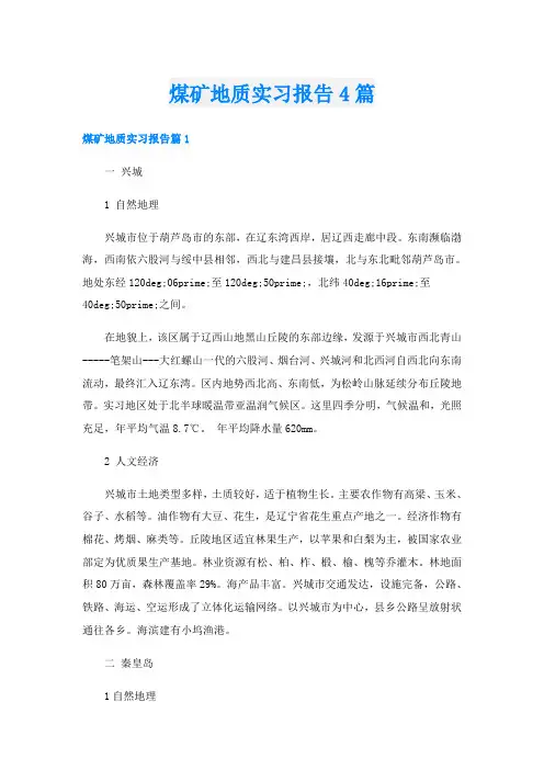 煤矿地质实习报告4篇