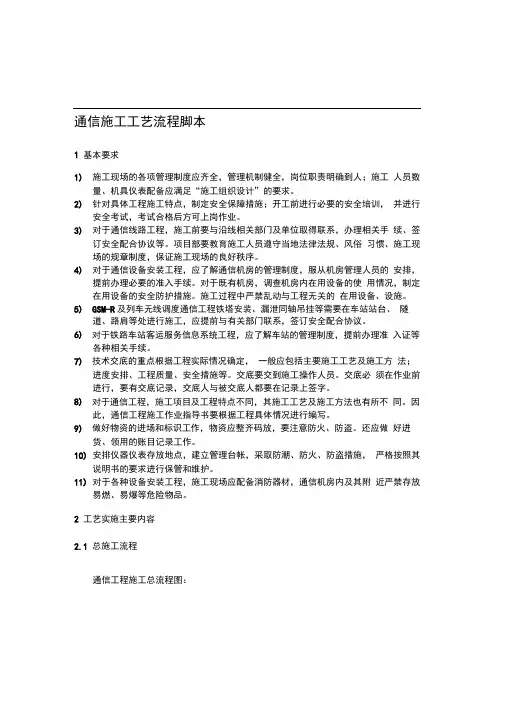 通信主要施工工艺流程图要点