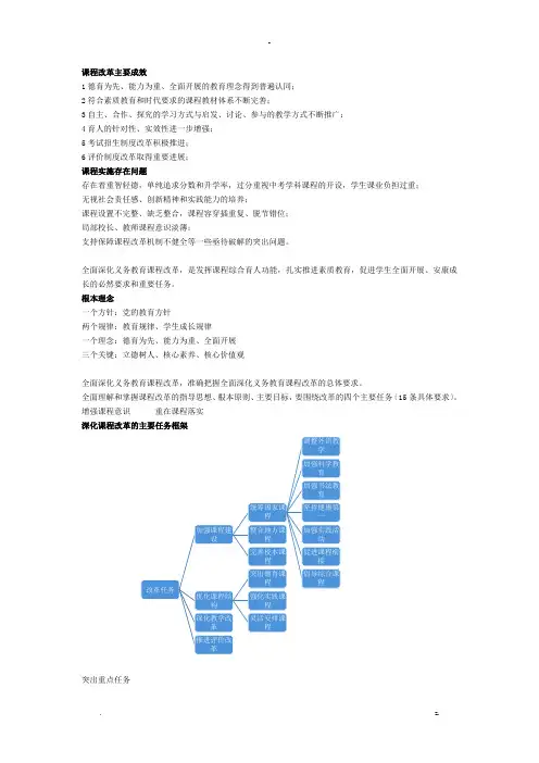 课程改革主要成效