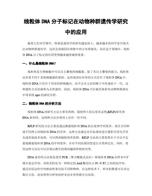 线粒体DNA分子标记在动物种群遗传学研究中的应用