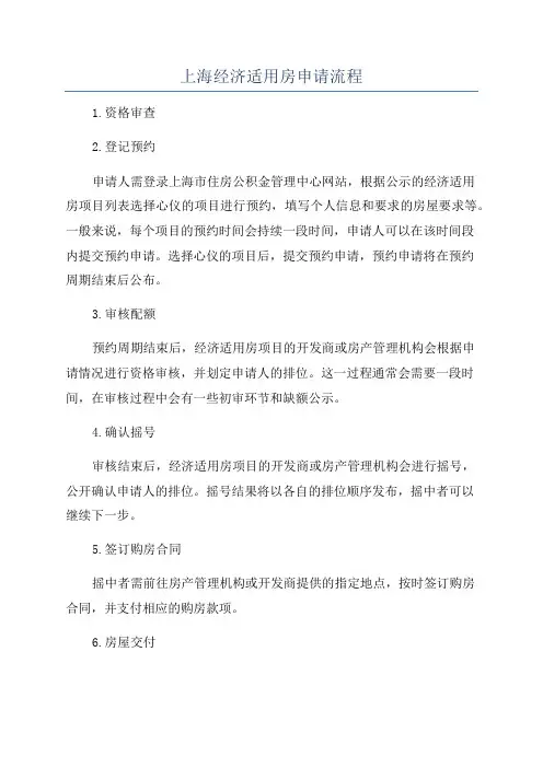 上海经济适用房申请流程