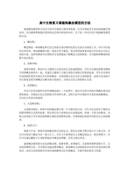 高中生物复习课建构概念模型的方法