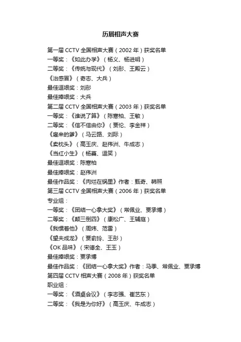 历届相声大赛