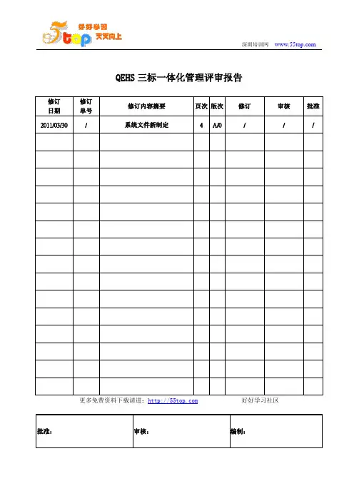 QEHS三标一体化管理评审报告