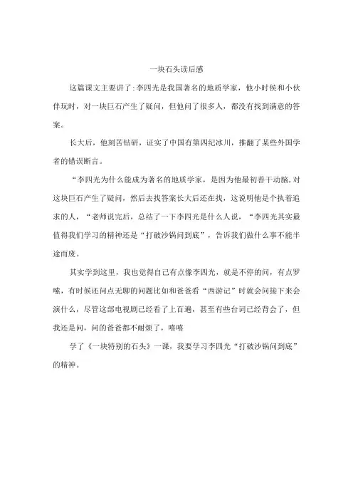 一块石头读后感