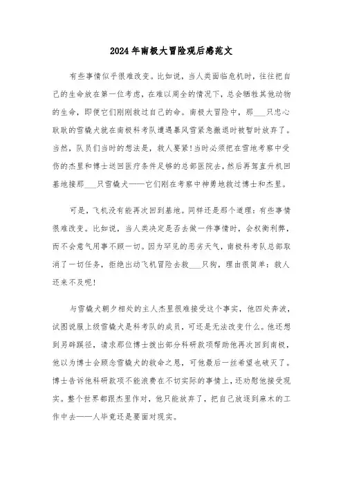 2024年南极大冒险观后感范文（三篇）