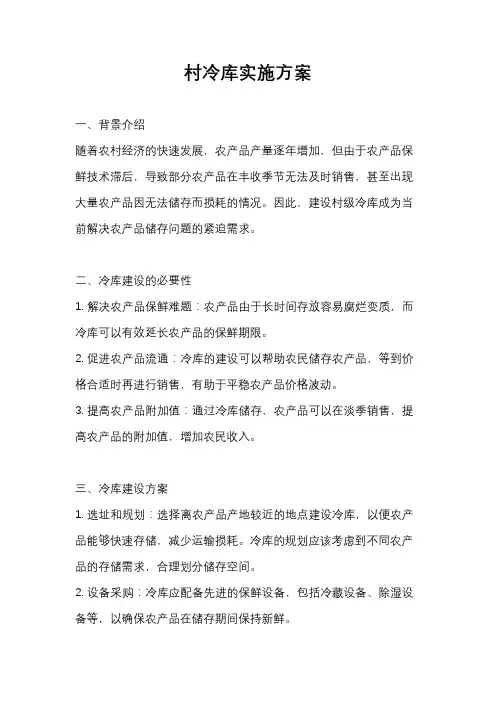 村冷库实施方案