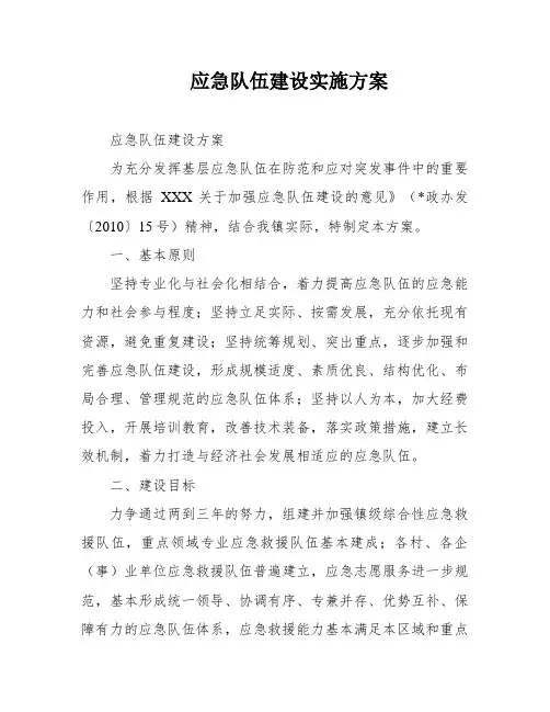 应急队伍建设实施方案