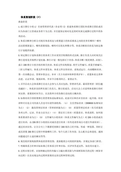 ISO体系推行四大阶段及步骤