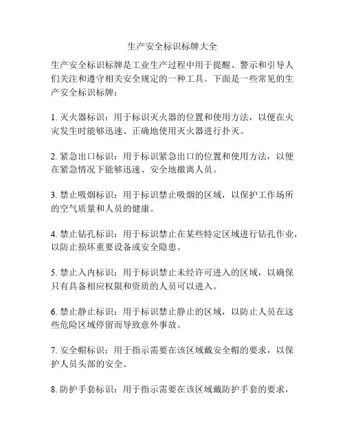 生产安全标识标牌大全