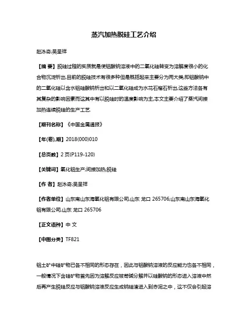 蒸汽加热脱硅工艺介绍