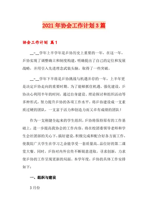 2021年协会工作计划3篇