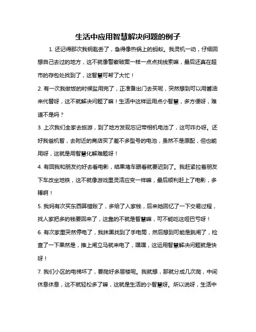 生活中应用智慧解决问题的例子