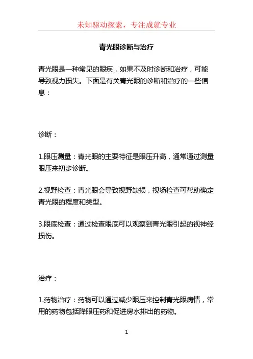 青光眼诊断与治疗