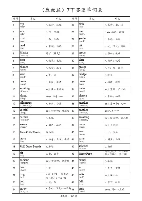 7下英语单词