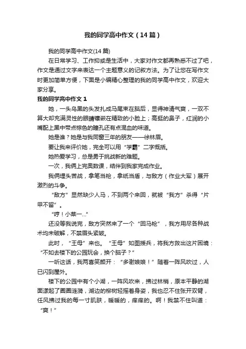 我的同学高中作文（14篇）