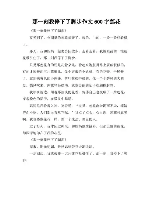 那一刻我停下了脚步作文600字莲花