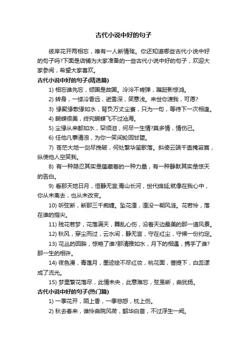 古代小说中好的句子